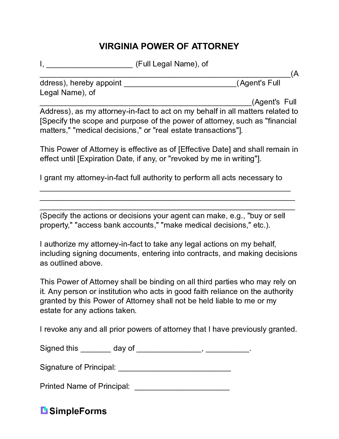 Virginia Power Of Attorney Everything You Need To Know Simple Forms