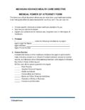 MICHIGAN ADVANCE DIRECTIVE MEDICAL DURABLE POWER OF ATTORNEY FORM pdf Michigan Medical Power of Attorney Advance Health Care Directive