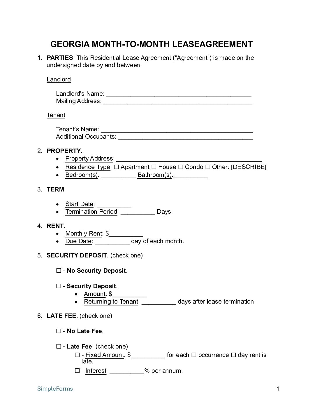 Georgia-Month-to-Month-Rental-Lease-Agreement-Template