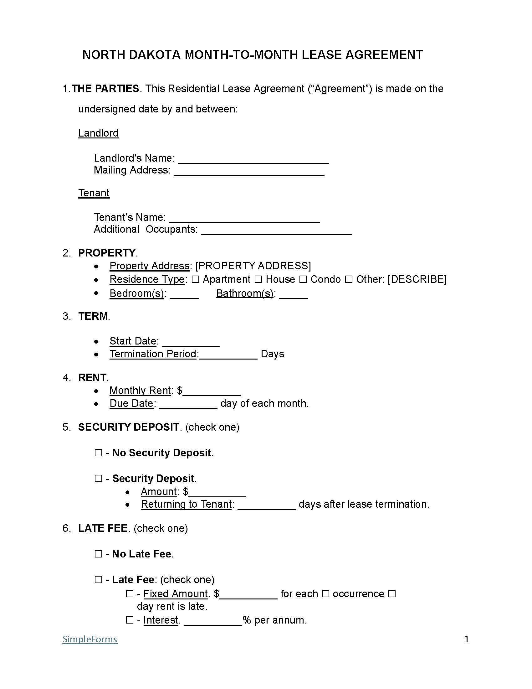 North-Dakota-Month-to-Month-Lease-Agreement-Template