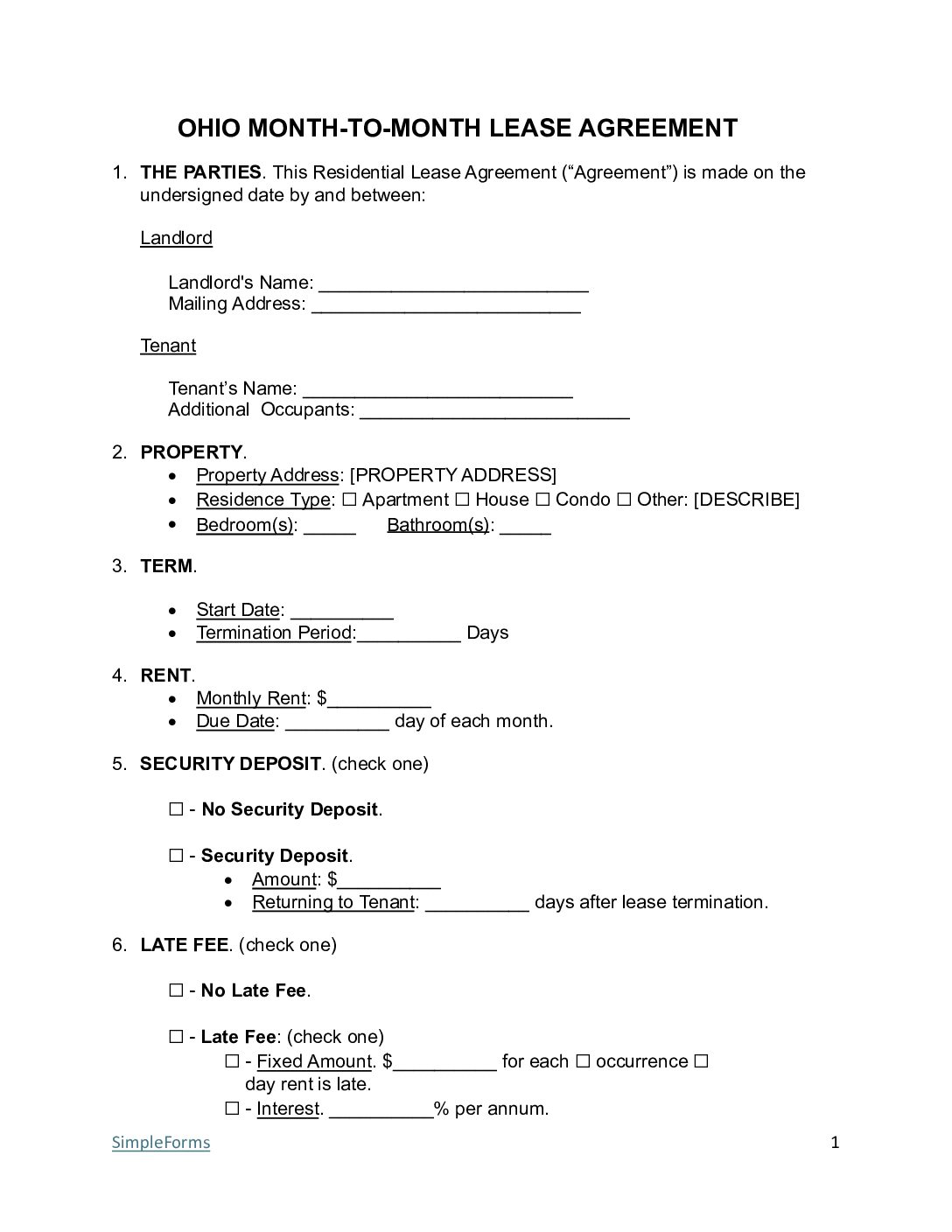Ohio-Month-to-Month-Lease-Agreement-Template