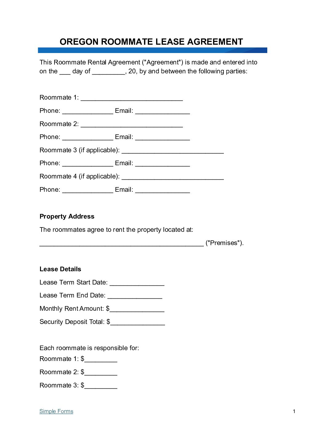 Oregon-Room-Rental-Lease-Agreement
