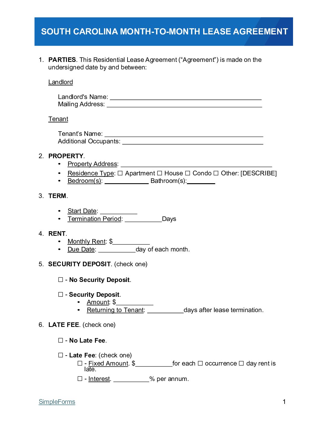 South-Carolina-Month-to-Month-Lease-Agreement-Template