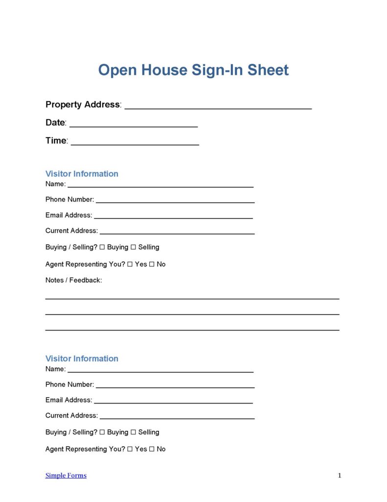 Free Sign in Sheet Template for Visitor Management