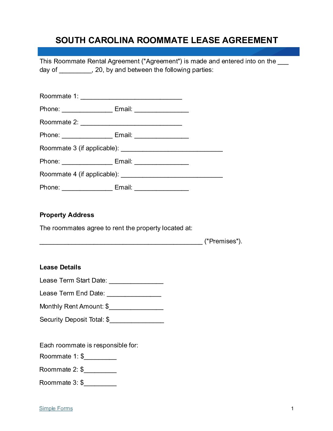 South-Carolina-Room-Rental-Lease-Agreement
